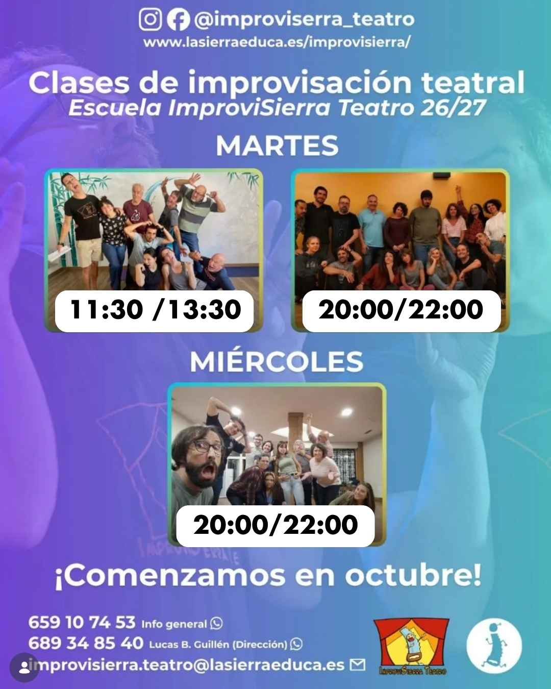 Cartel cursos de ImproviSierra Teatro 2026-2027